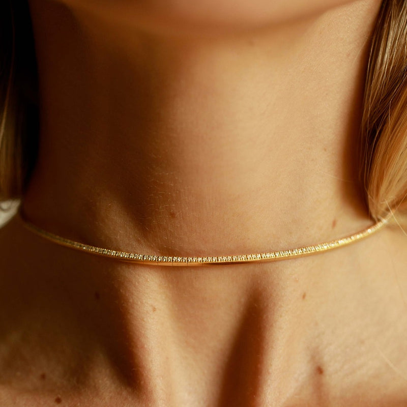 diamond necklace for women, lil milan, tennis necklace for women, 18k yellow gold necklace for women