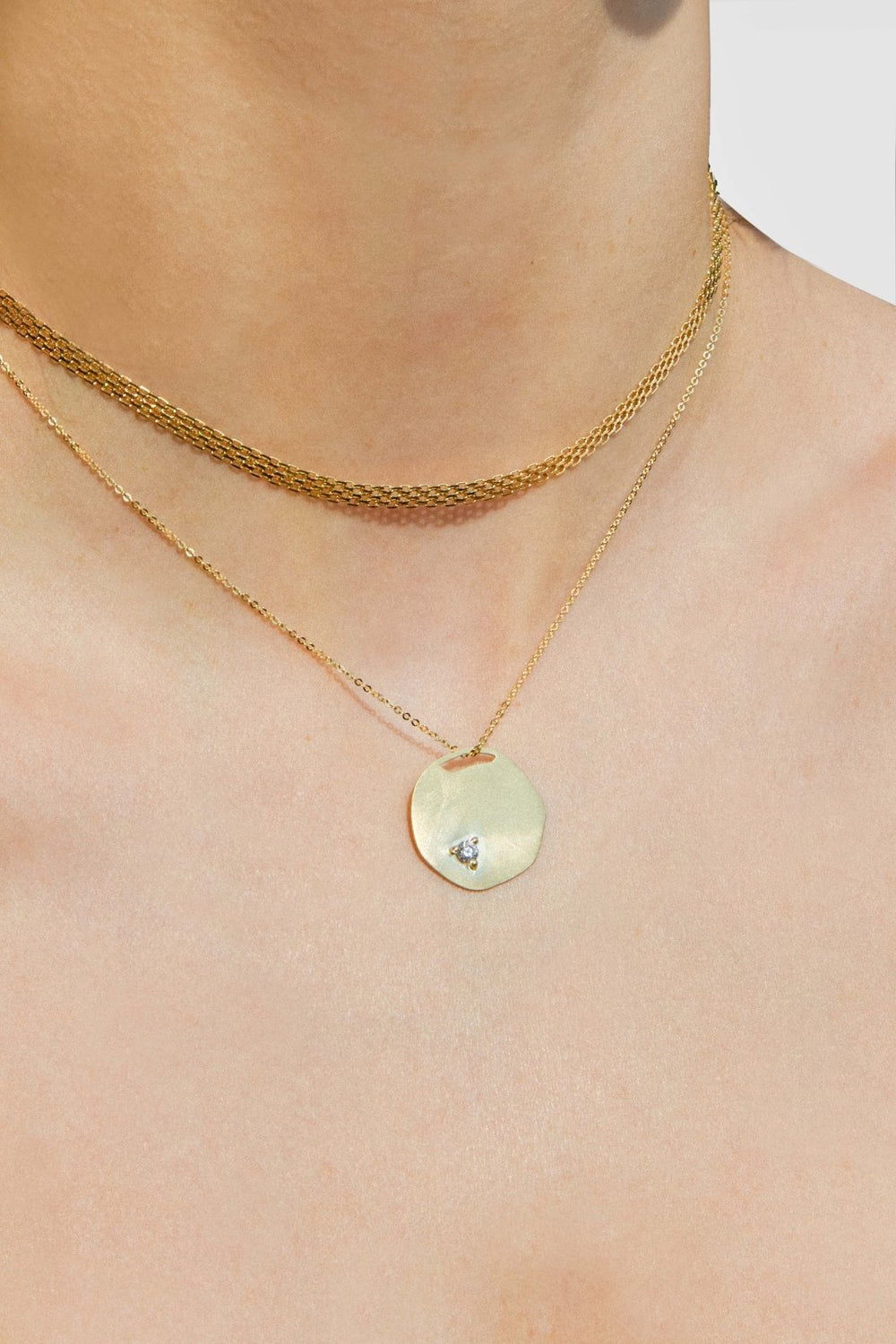 Collana Delicata Con Barretta Orizzontale, Placcata Oro 18kt E Zirconi, Donna