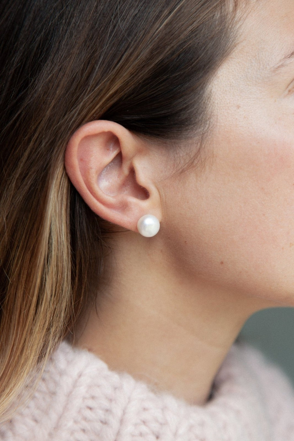 Orecchini A Vite In Oro 9kt Con Perla Bottone 9mm - Regalo Antiallergico Certificato