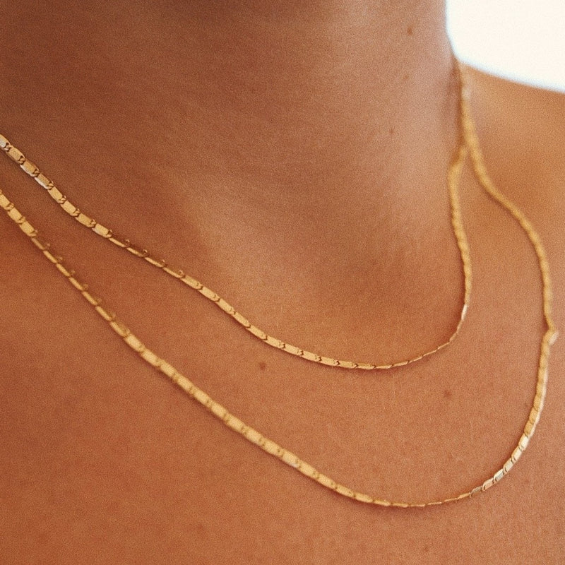 Solid gold necklace layering  | Glimmer | Lil Milan