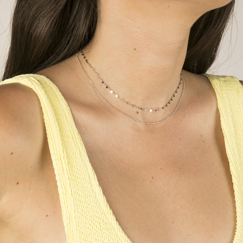 Combo Necklaces in White Gold | Nude Choker | LIL Milan