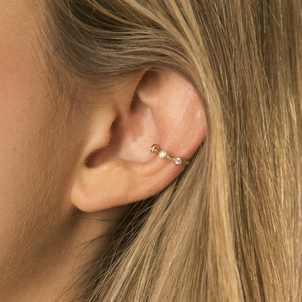 Galaxy Earcuff Yellow Gold and White Zircons - LIL Milan